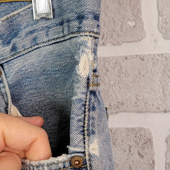 Arizona Jean Company Boot Cut Y2K Wide Leg Thashed Patched Jeans Men's 32 - Picture 9 of 16